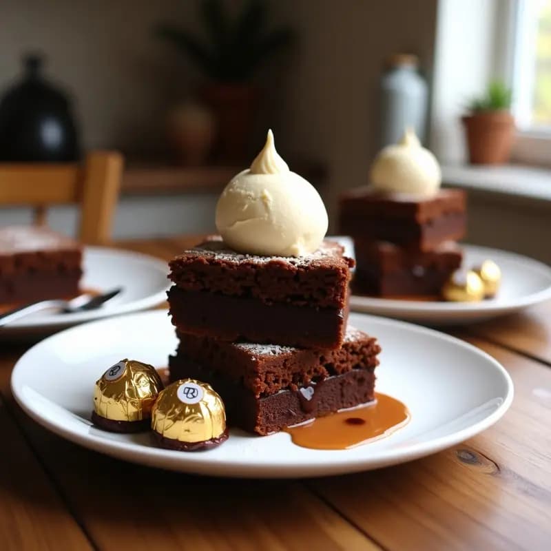 Brownies de Nutella con Trozos de Ferrero Rocher y Helado de Avellanas: El Postre que Derrite hasta al Más Fuerte