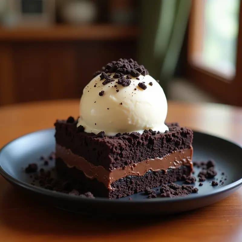 Brownies de Nutella con Galleta Oreo y Helado de Vainilla: Postre de 3 Capas Imparable