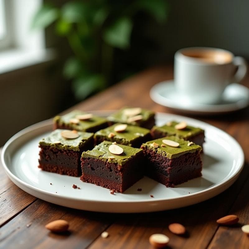 Brownies Proteicos de Café y Matcha: Receta Sin Harina Alta en Energía