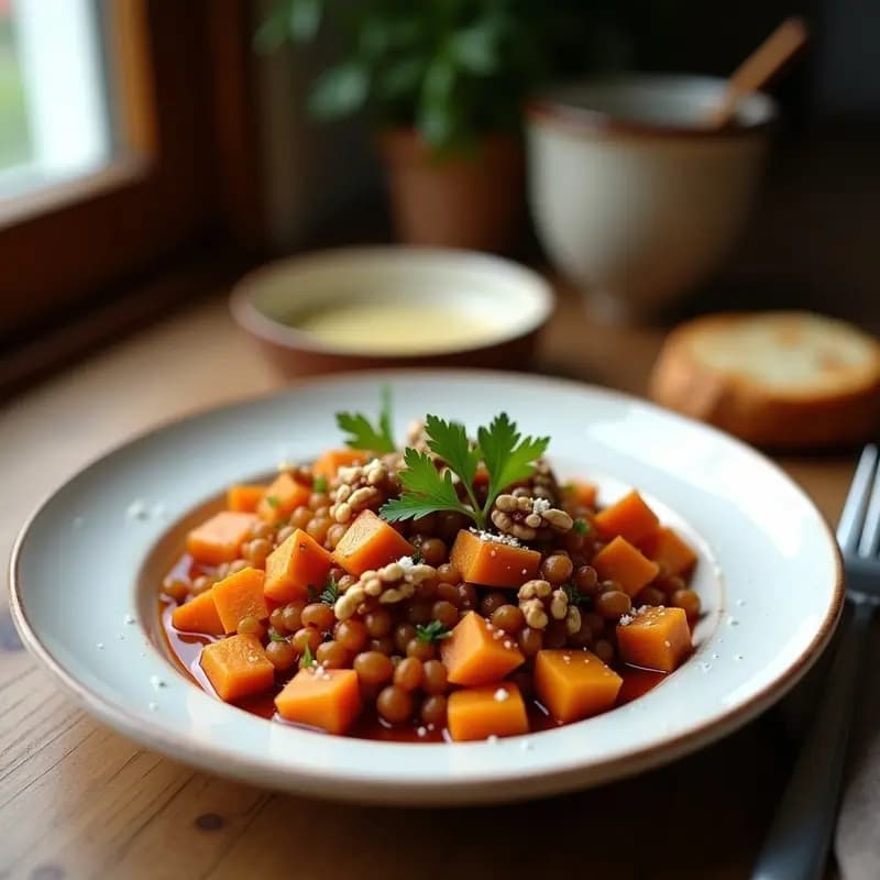 Browning de Lentejas y Batata: Desayuno Británico Vegano y Alto en Hierro