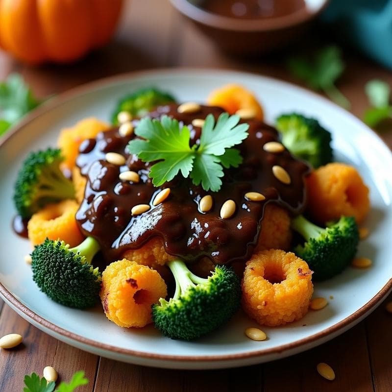 Brozos de Brócoli con Mole Negro y Semillas de Calabaza: Receta Oaxaqueña Keto en Airfryer