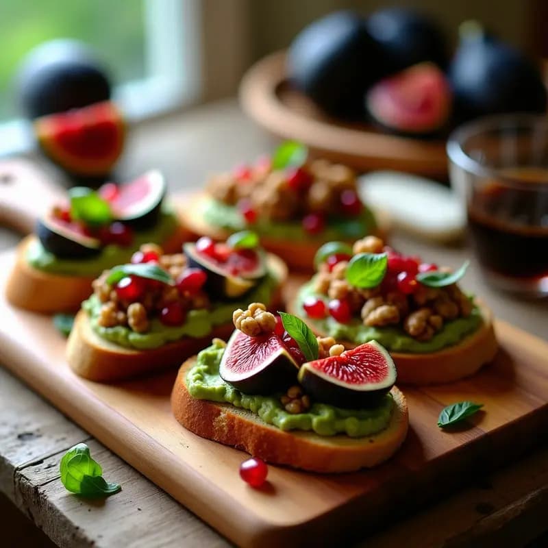 Bruschetta de Aguacate y Higos Frescos con Vinagreta de Móddena: Receta Italiana Vegana y Gourmet