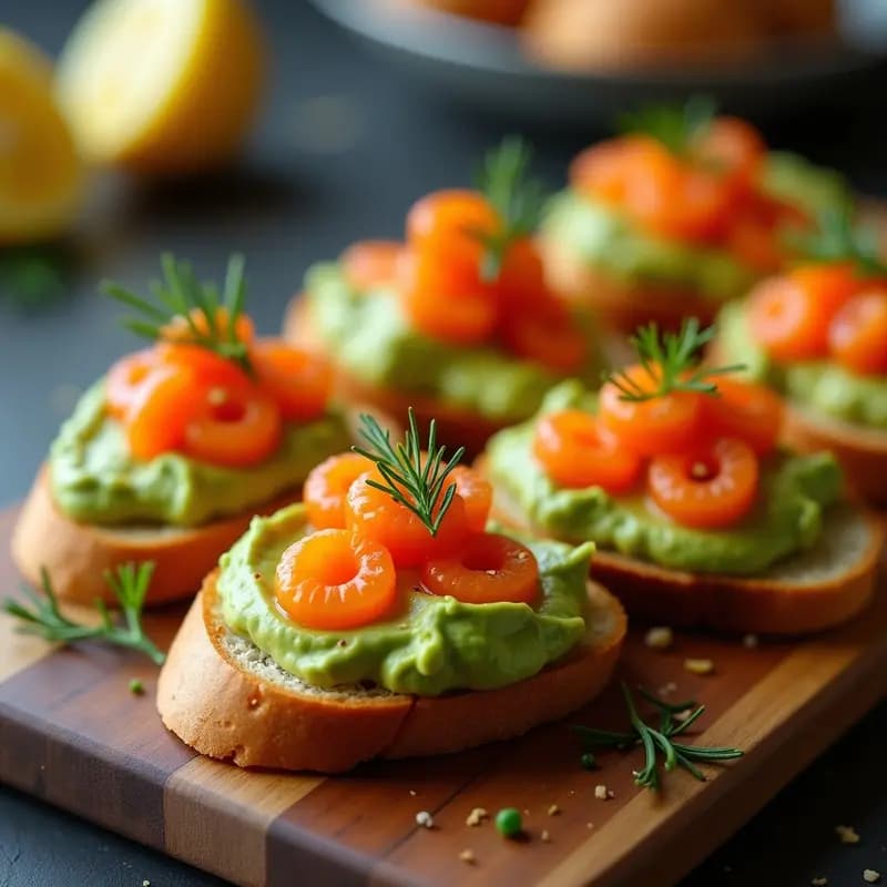 Bruschetta de Aguacate y Huevas de Salmón: Aperitivo Italiano Keto y Rápido
