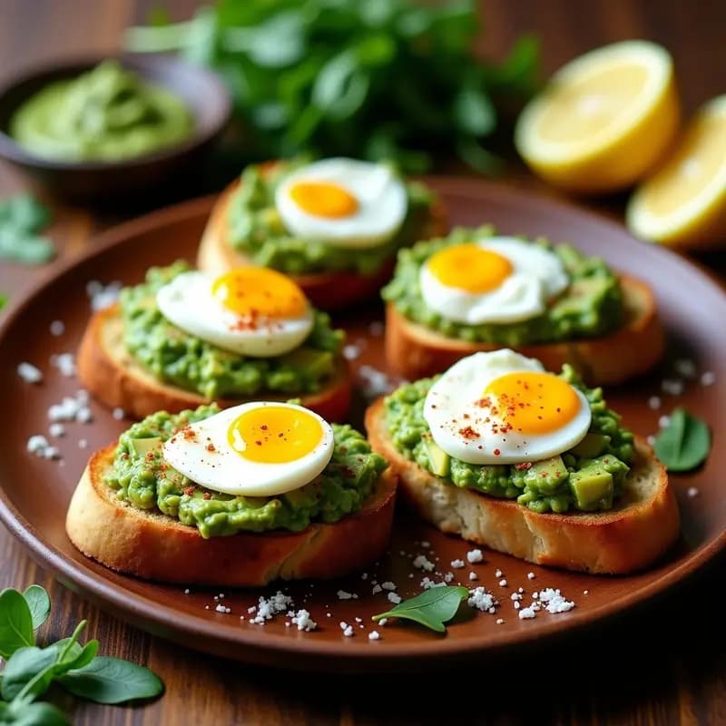 Bruschetta de aguacate y huevos pochados: Entrante italiano keto y bajo en carbohidratos