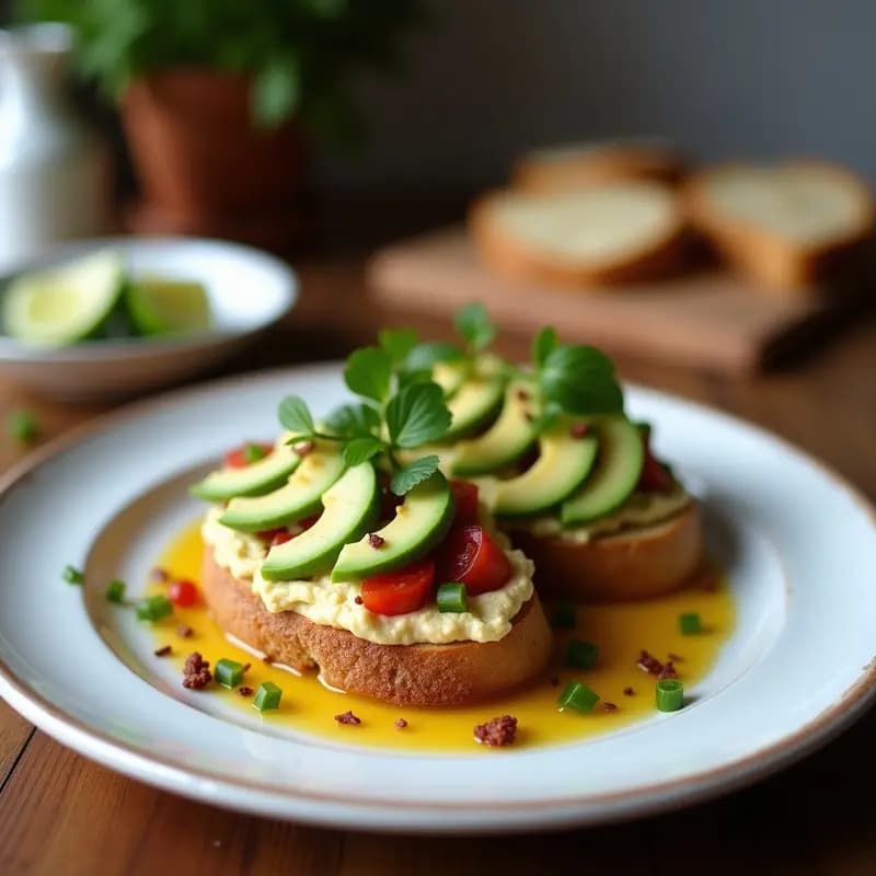 Bruschetta de Aguacate y Hummus con Pan de Centeno: Entrante Italiano Keto