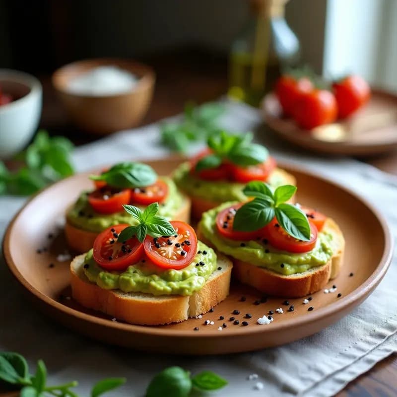 Bruschetta de Aguacate y Tomates Secos con Vinagreta de Albahaca: Receta Italiana Sin Gluten