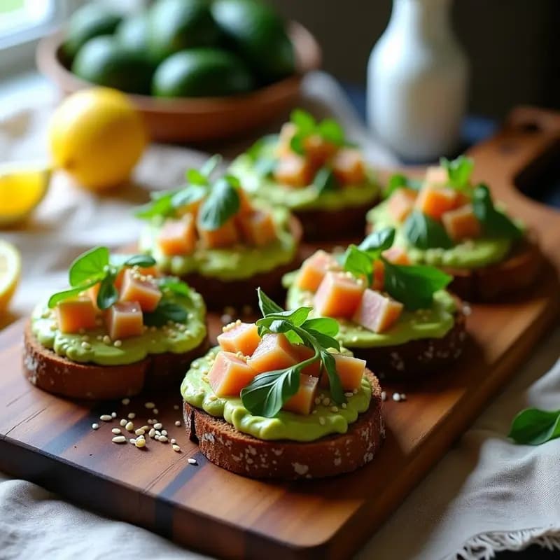 Bruschetta de Aguacate y Ventresca con Pan de Centeno: Aperitivo Italiano Sin Gluten