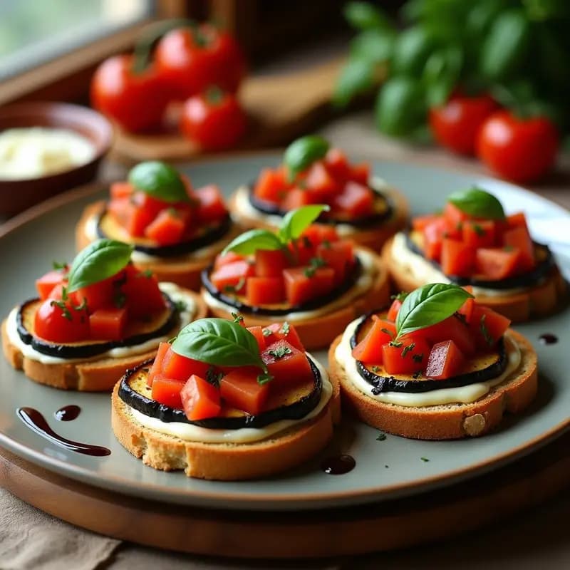 Bruschetta de Berenjena Ahumada y Queso de Anacardo: Aperitivo Italiano Vegano y Sin Gluten