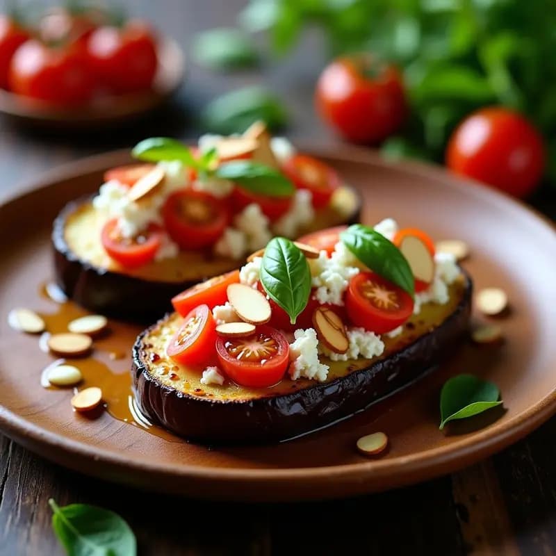 Bruschetta de Berenjena Asada y Queso de Cabra: Entrante Italiano Keto y Sin Pan