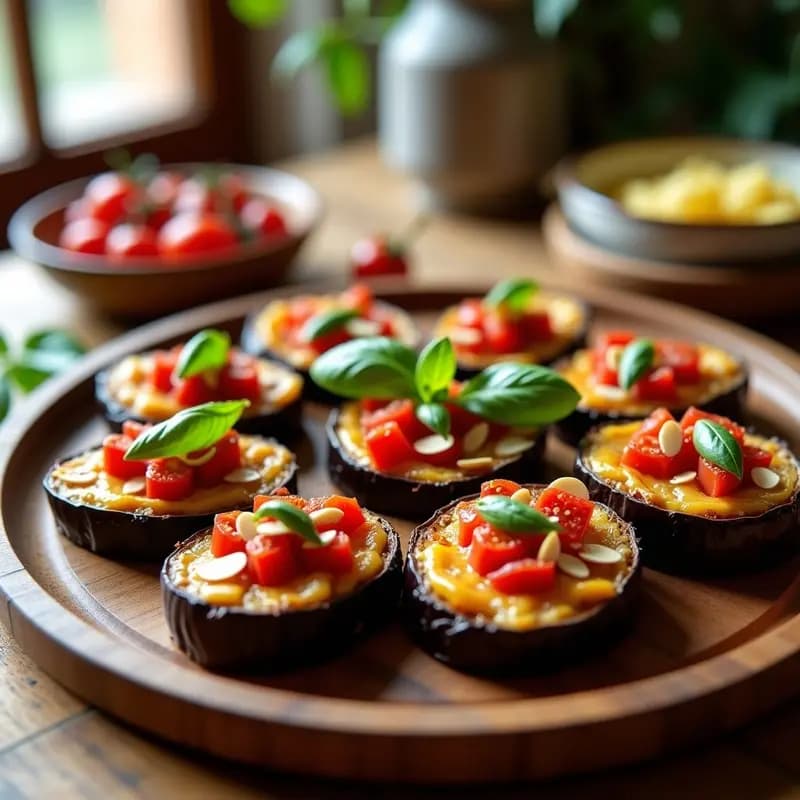 Bruschetta de Higado de Berenjena y Tomates Secos: Aperitivo Siciliano Sin Pan en Airfryer