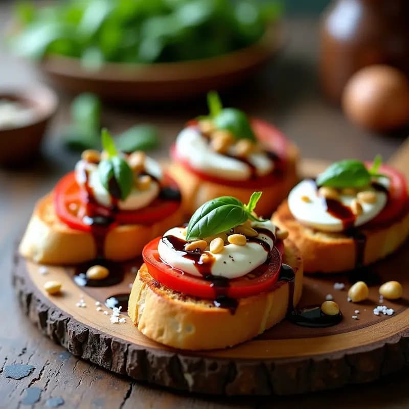 Bruschetta de Burrata y Tomates Secos con Reducción de Vinagre Balsámico: Receta Italiana Gourmet en 10 Minutos