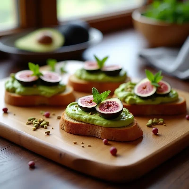 Bruschetta de Pan de Centeno con Aguacate y Higos Frescos: Aperitivo Italiense Vegano
