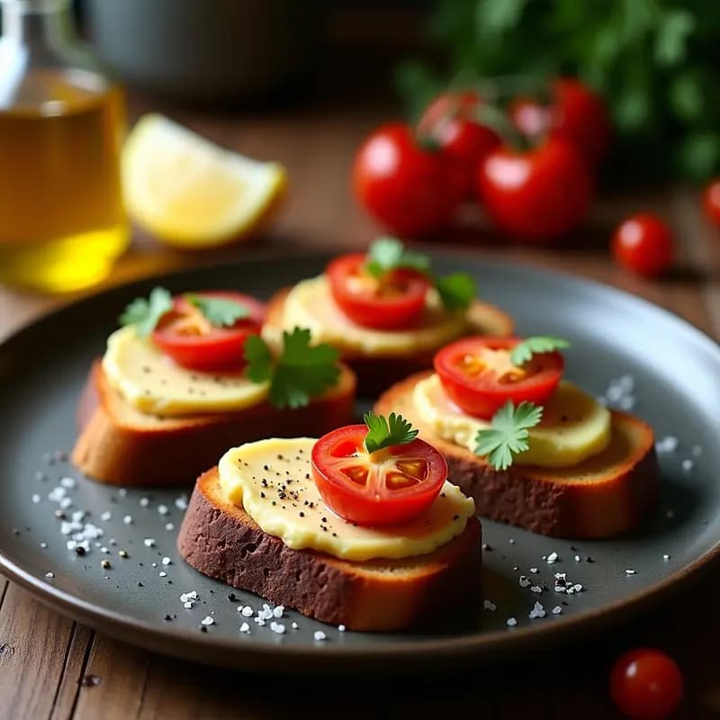 Bruschetta de Higado de Bacalao y Tomate Confitado: Entrante Portugués Gourmet