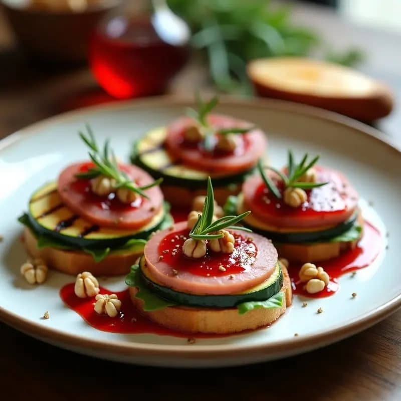 Bruschetta de Higado de Pollo y gelée de Arándanos: Entrante italiano gourmet sin pan