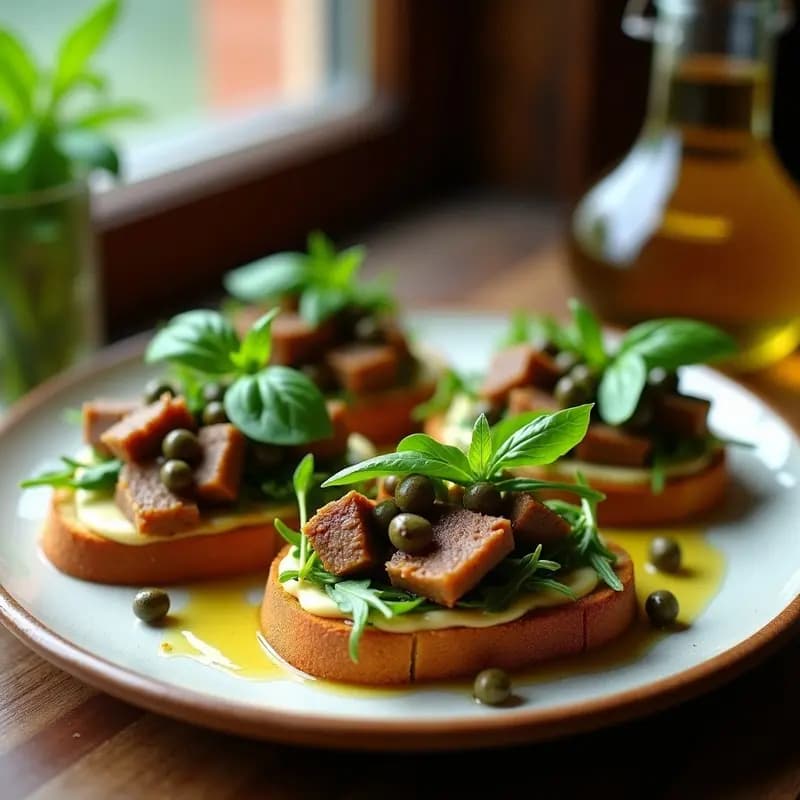 Bruschetta de Higado de Pollo con Capers y Rúcula: Aperitivo Italiano Alta en Proteína y Keto