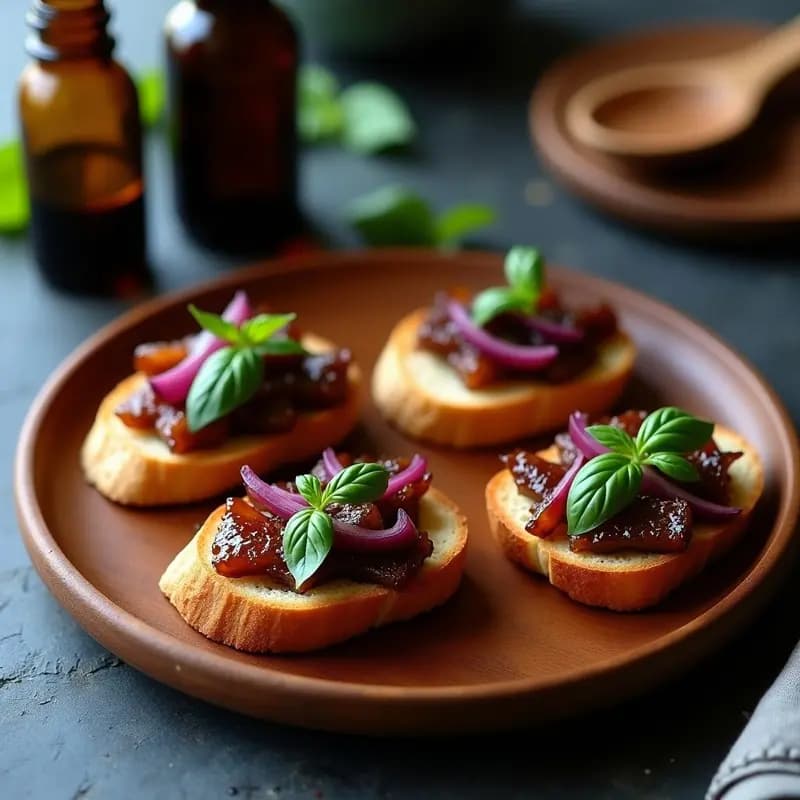 Bruschetta de Higado de Pollo con Cebolla Morada y Vinagre Balsámico: Receta Italiana Keto en 10 Minutos