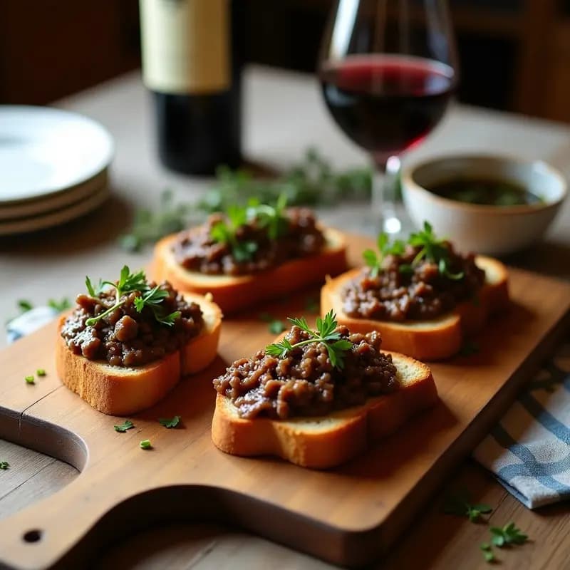 Bruschetta de Higado de Pollo y Cebolla Morada: Aperitivo Francés con Toque Rustico