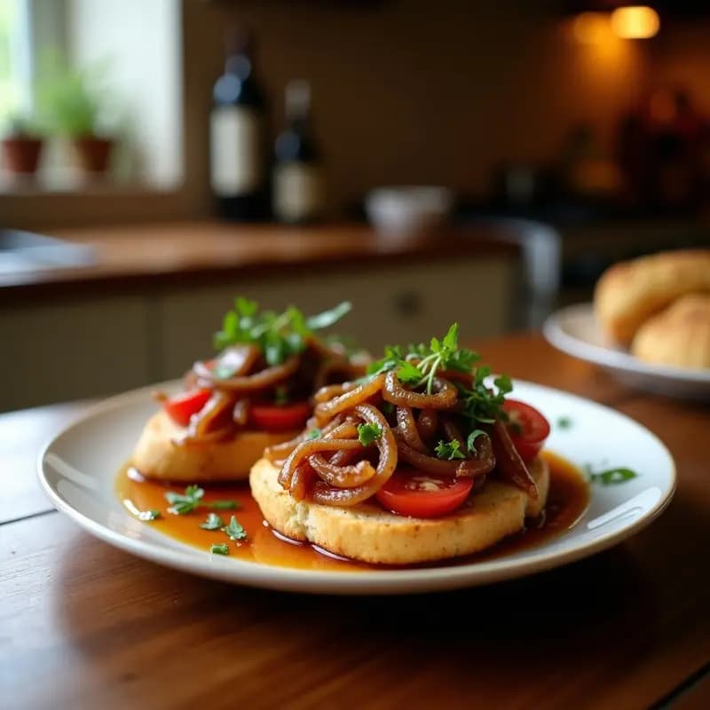 Bruschetta de Higado de Pollo con Cebolla Caramelizada: Entrante Francés Gourmet y Rápido