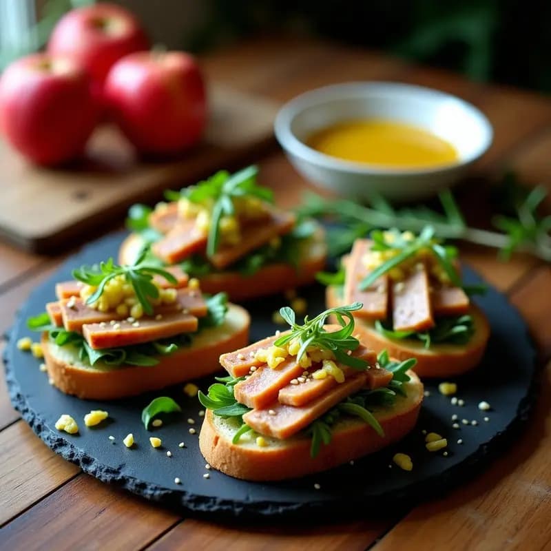 Bruschetta de Higado de Pollo y Vinagreta de Mostaza: Entrante Italiano Alta en Hierro