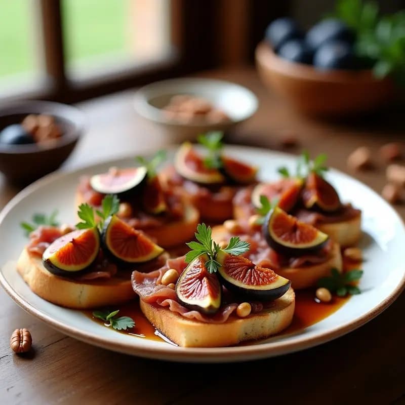 Bruschetta de Higados de Pollo y Panceta con Higos Caramelizados: Aperitivo Italiano Gourmet