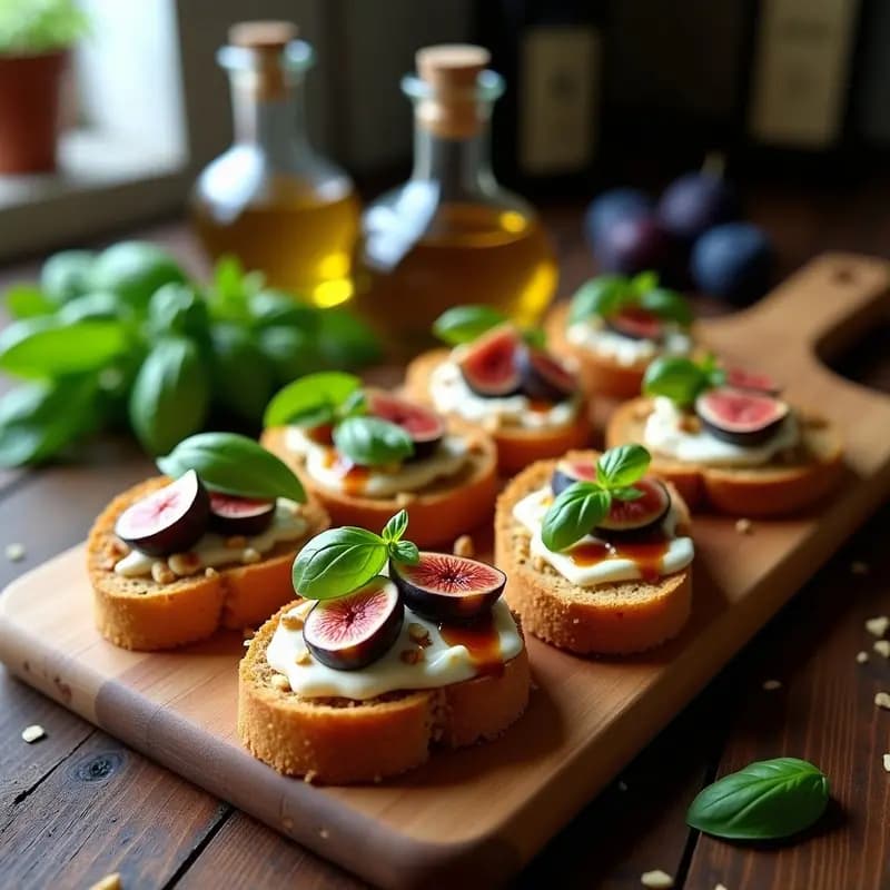 Bruschetta de Higera y ricotta de almendras: Aperitivo Italiano Vegano y Sin Gluten