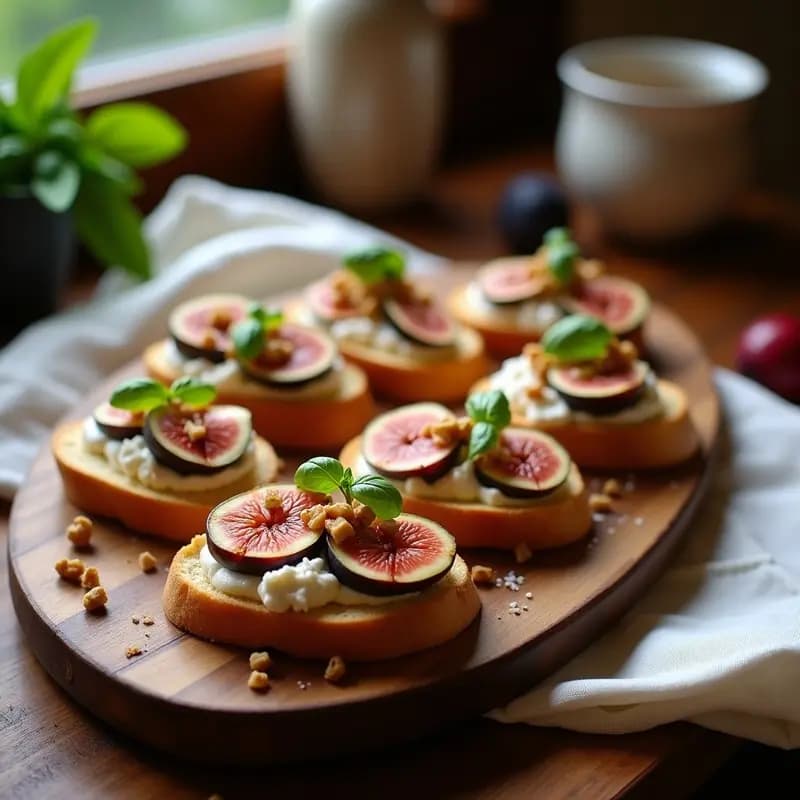 Bruschetta de Higera y Ricotta con Reduction de Miel: Aperitivo Italiano Gourmet en 10 Minutos
