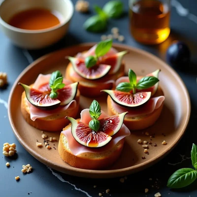 Bruschetta de Higo y Jamón Serrano: Aperitivo Italiano Dulce-Salado en 10 Minutos