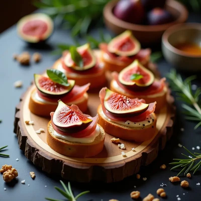 Bruschetta de Higos y Jamón Serrano: Aperitivo Español con Queso de Cabra