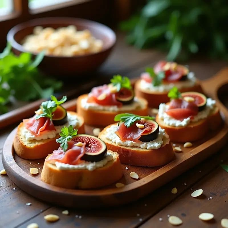 Bruschetta de Higos y Prosciutto con Vinagreta de Miel: Entrante Italiano Dulce-Salado
