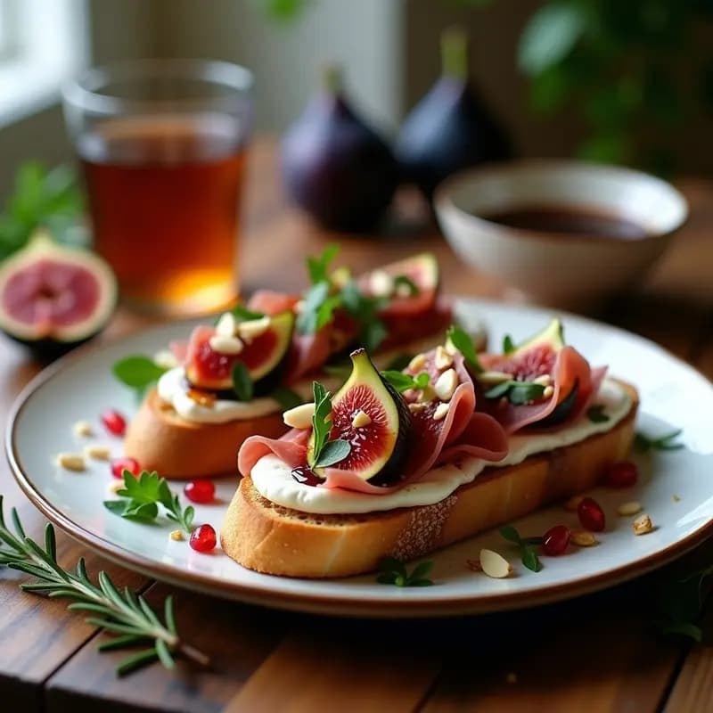 Bruschetta de Higos y Prosciutto con Queso de Buratta: Aperitivo Italiano Elegante en 10 Minutos