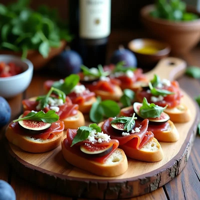 Bruschetta de Higos y Prosciutto con Vinagreta de Reducción de Vino Tinto: Receta Italiana de Autor