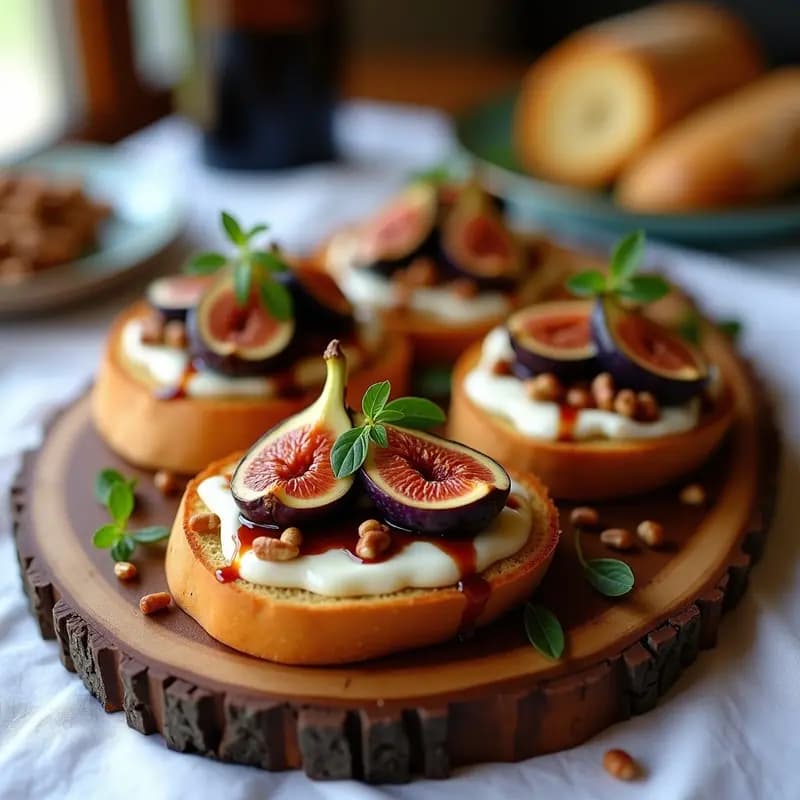 Bruschetta de Higos y Queso Brie con Reduction de Balsámico: Entrante Italiano Gourmet