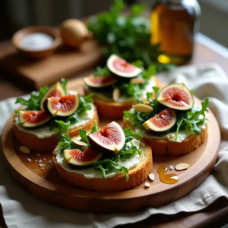Bruschetta de Higos y Queso de Cabra: Entrante Italiano con Miel y Rúcula