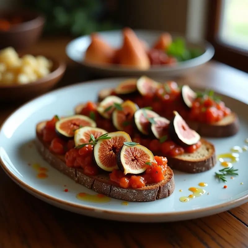 Bruschetta de Higuitos Asados y Romesco: Entrante Español con Toque Ahumado