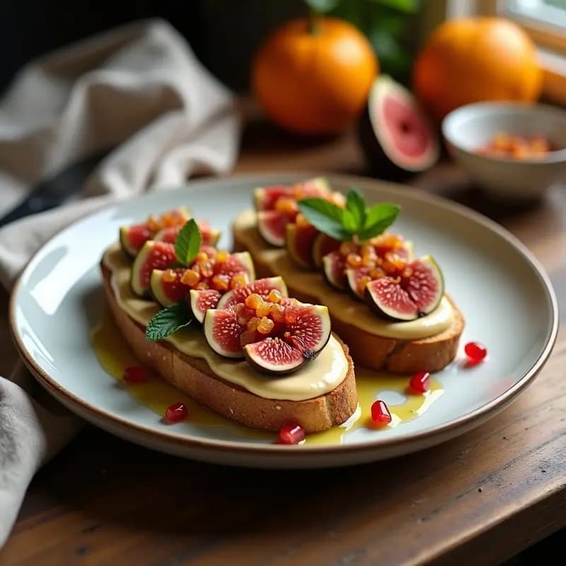 Bruschetta de Hummus y Higos Frescos: Receta Italiana Vegana con Toque Dulce