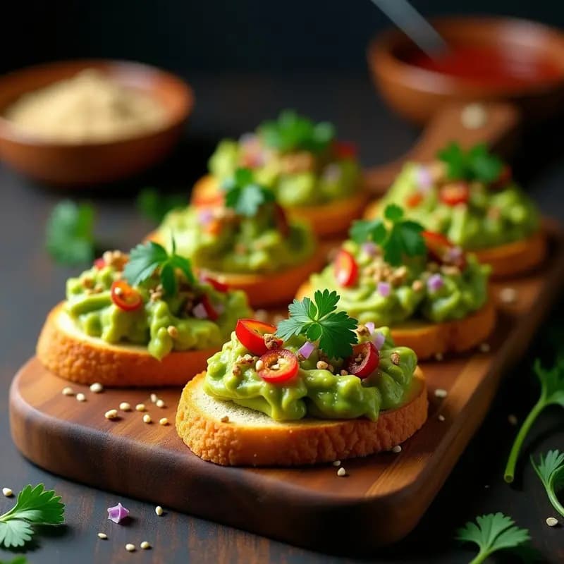 Bruschetta de Pan de Maíz con Aguacate y Chiles Tostados: Aperitivo Mexicano Sin Gluten