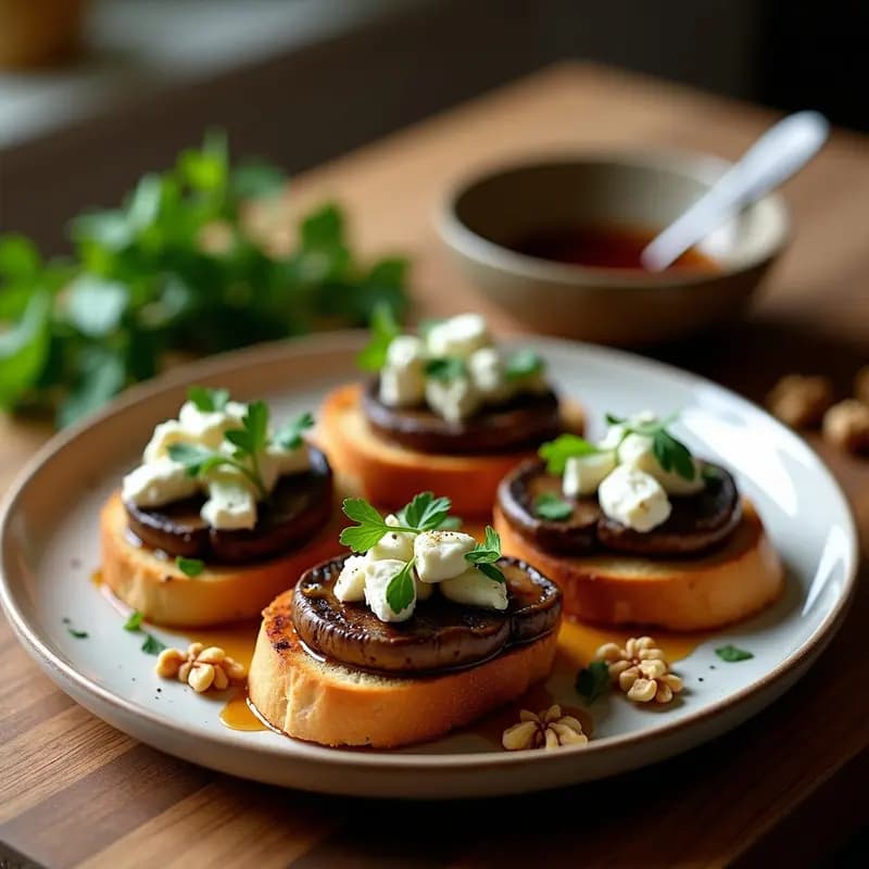 Bruschetta de Champiñones Portobello y Queso de Cabra: Entrante Italiano en Airfryer