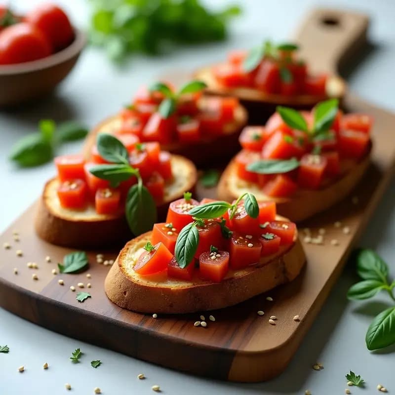 Bruschetta de Tomate y Anchoas en Pan de Centeno: Receta Italiana Baja en Calorías