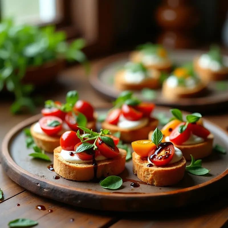 Bruschetta de Tomate y Burrata con Vinagre de Módena: Entrante Italiano Gourmet en 10 Minutos