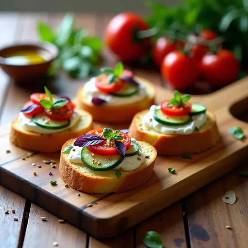 Bruschetta de Tomate Seco y Burrata con Pepino: Receta Italiana Fresca y Sin Cocción