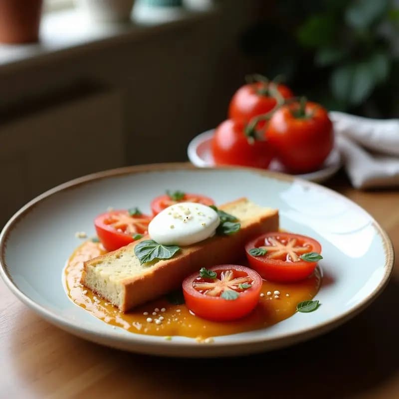Bruschetta de Tomate y Burrata con Vinagre Balsámico: Aperitivo Italiano Fresco y Sofisticado