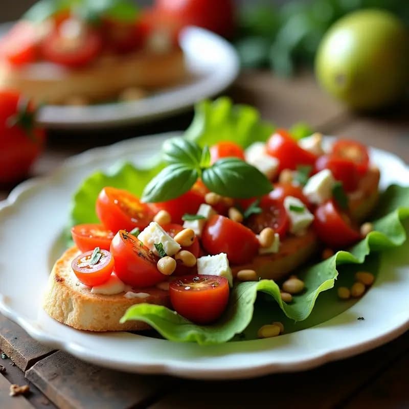 Bruschetta de Tomate y Queso de Búfala con Albahaca: Aperitivo Italiano Rápido