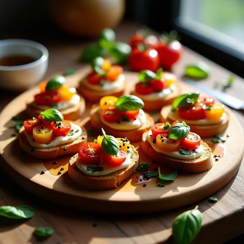 Bruschetta de Tomate y Queso Burrata: Aperitivo Italiano con Toque Gourmet en 10 Minutos