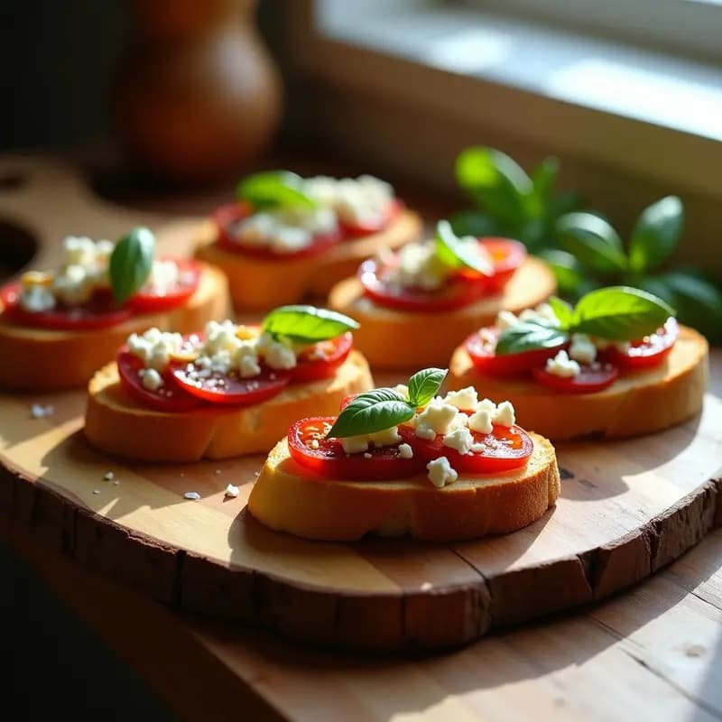 Bruschetta de Tomate Seco y Queso Feta: Entrante Italiano Rápido y Sin Horno