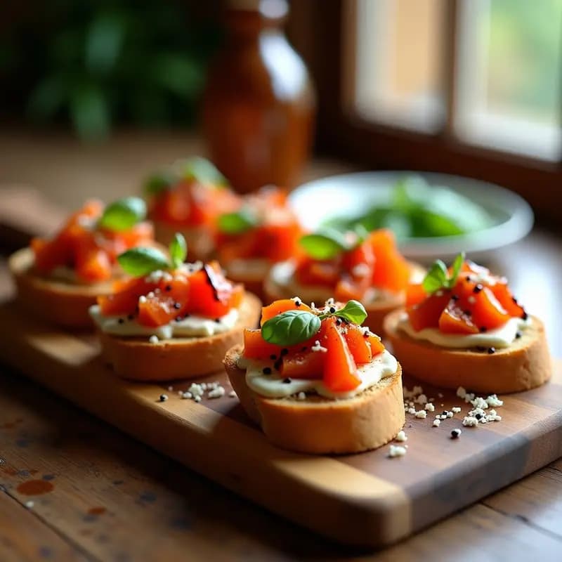 Bruschetta de Ventresca y Pimientos Asados con Aliño de Vinagre de Módena: Aperitivo Italiano
