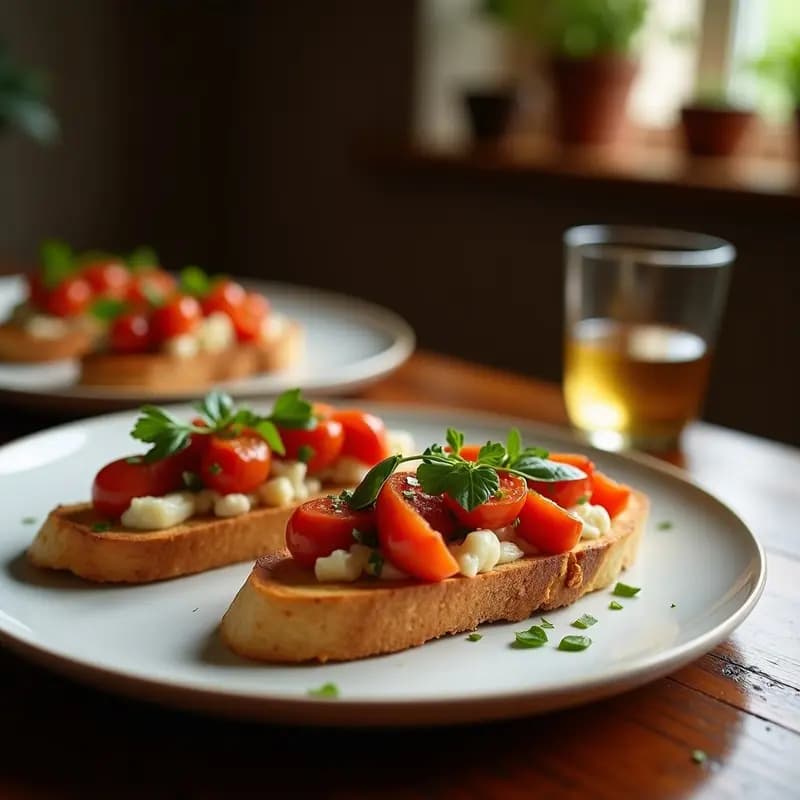 Bruschetta de Ventresca y Pimientos del Padrón: Entrante Español Gourmet en 10 Minutos