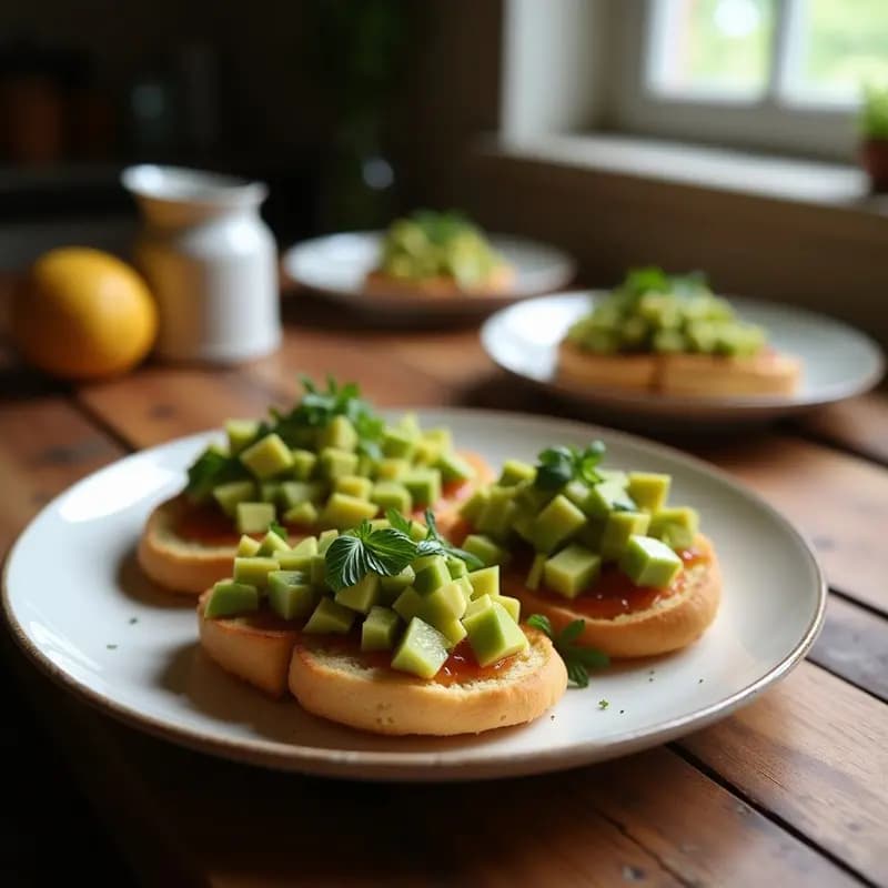 Bruschettas de Aguacate y Caviar de Berenjena Ahumada: Entrante Mediterráneo Sin Gluten