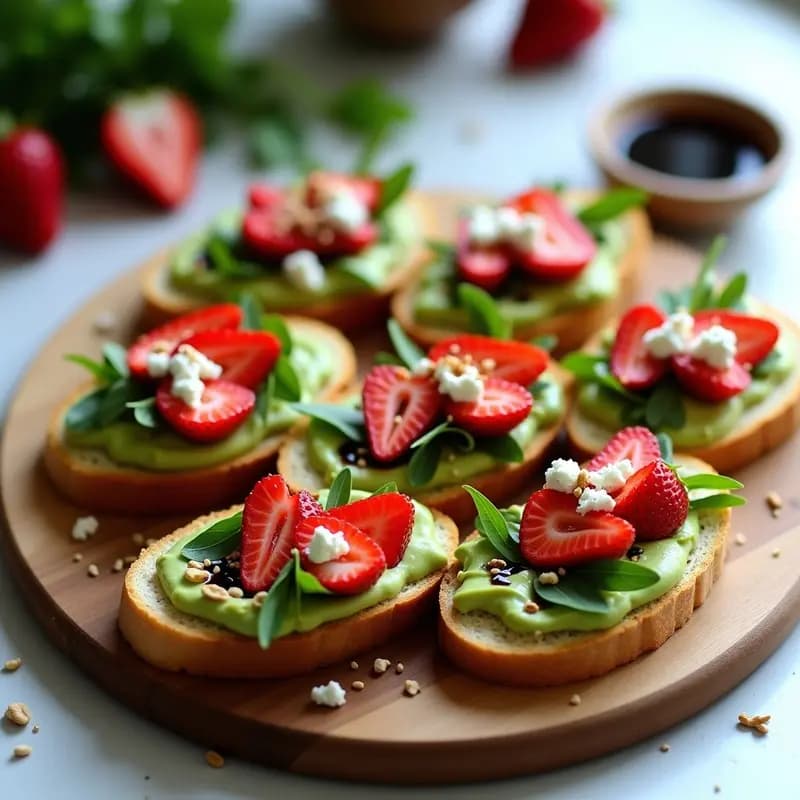 Bruschettas de Aguacate y Fresas: Entrante Italiano Fresco y Original