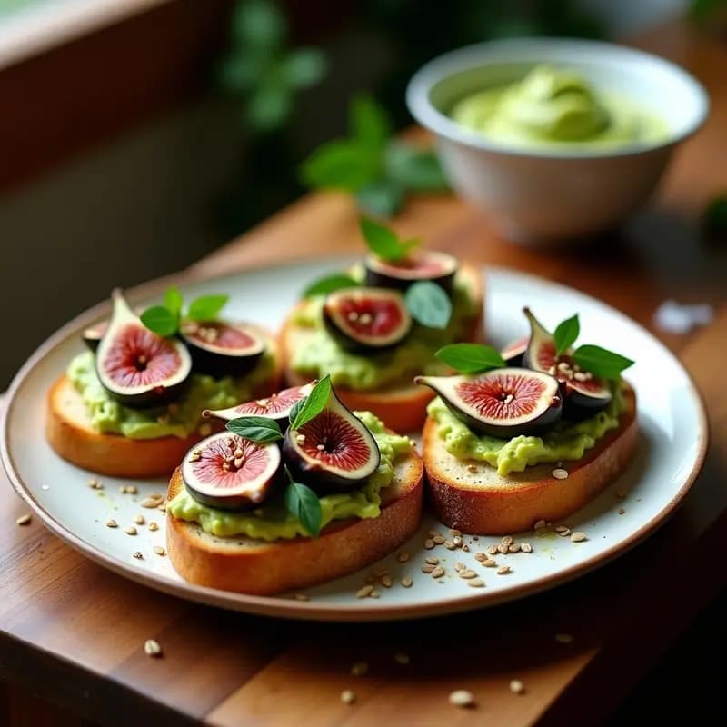 Bruschettas de Aguacate y Higos Frescos: Entrante Italiano Vegano y Crujiente