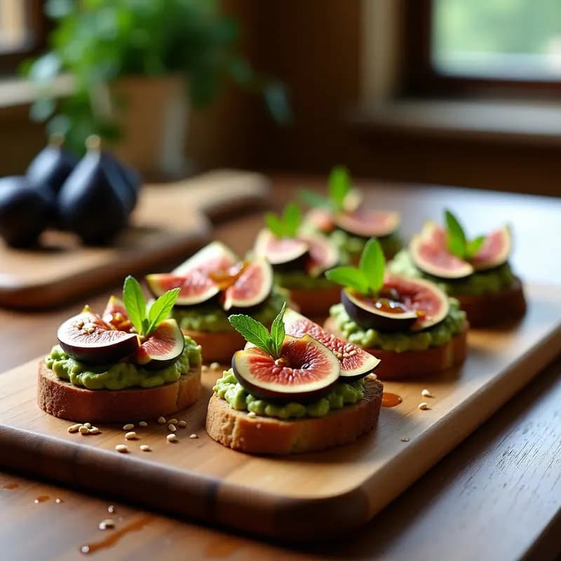 Bruschettas de Aguacate y Higos con Reducción de Módena: Aperitivo Italiano sin Gluten